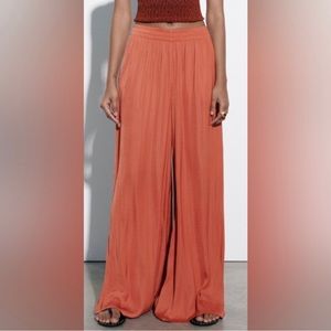 Zara Orange Wide Leg Palazzo Pants